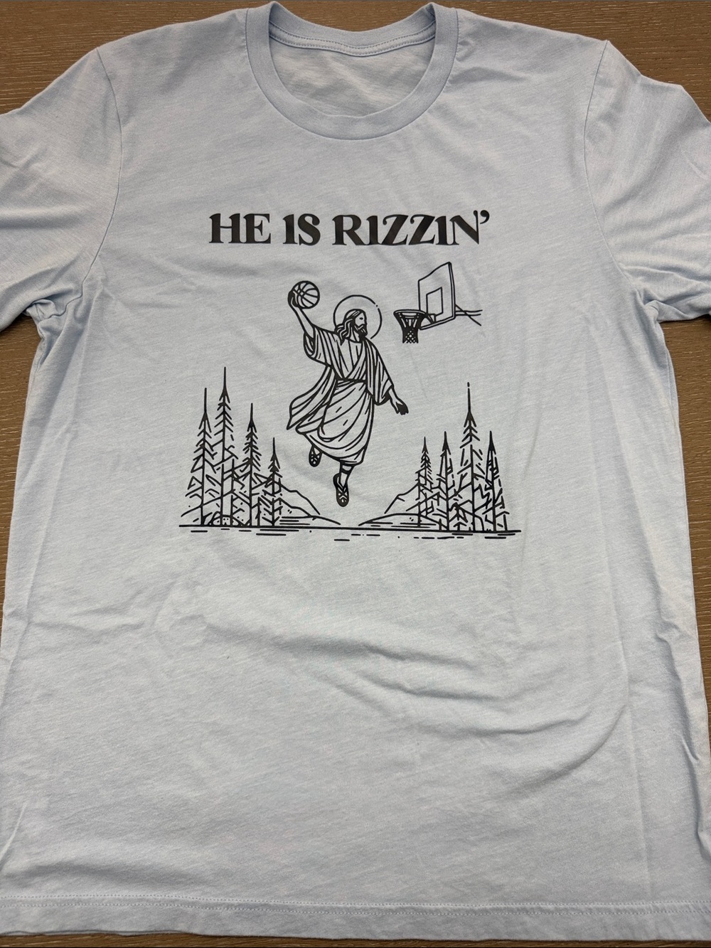He Is Rizzin' Graphic Tee - Light Blue